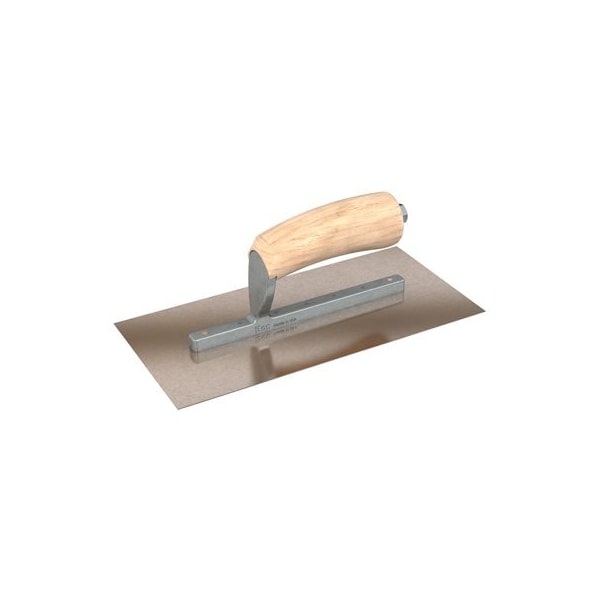 Bon Tool Golden Stainless Steel Finishing Trowel - Square End - 10" x 4-1/2" with Camel Wood Back Handle 66-110 - main